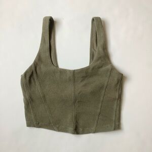 Aerie Offline Olive Corset Bra Knit Square Neck Crop Tank